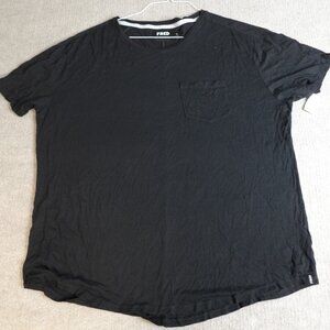 Fred Segal Shirt XL Black Solid Chest Pocket Curved Hem Bamboo Blend